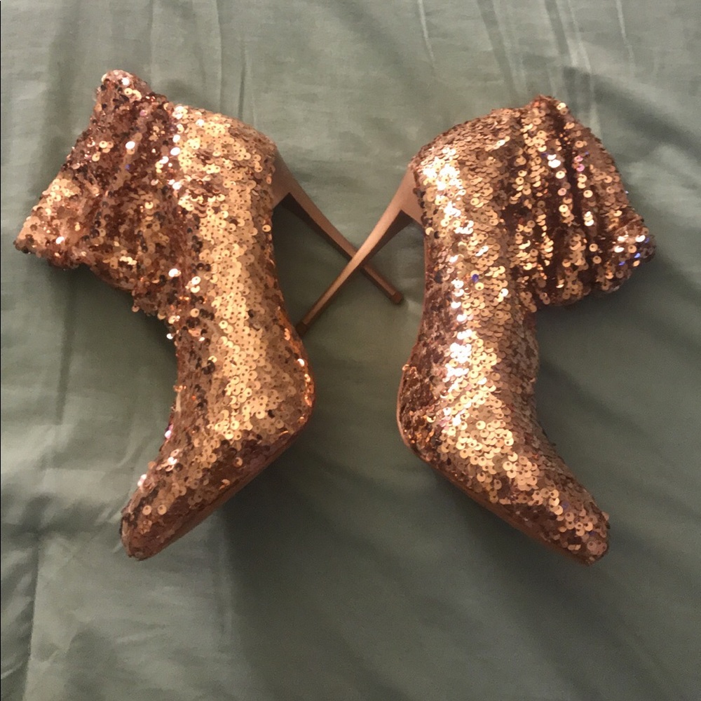 Sequin Bootie heels.